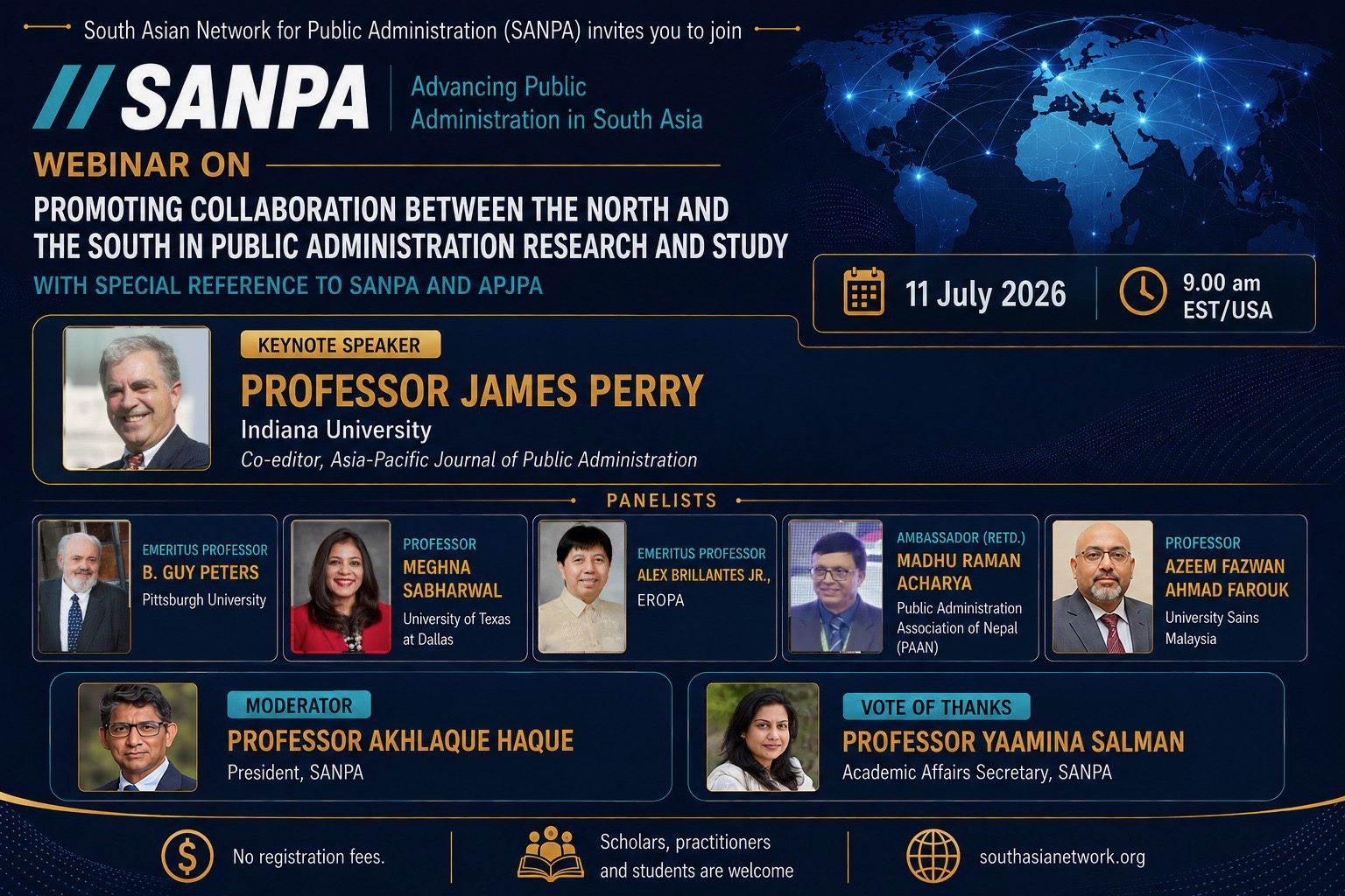 International webinar "Promoting Collaboration Between the North and the South in Public Administration Research and Study," sanpa webinar